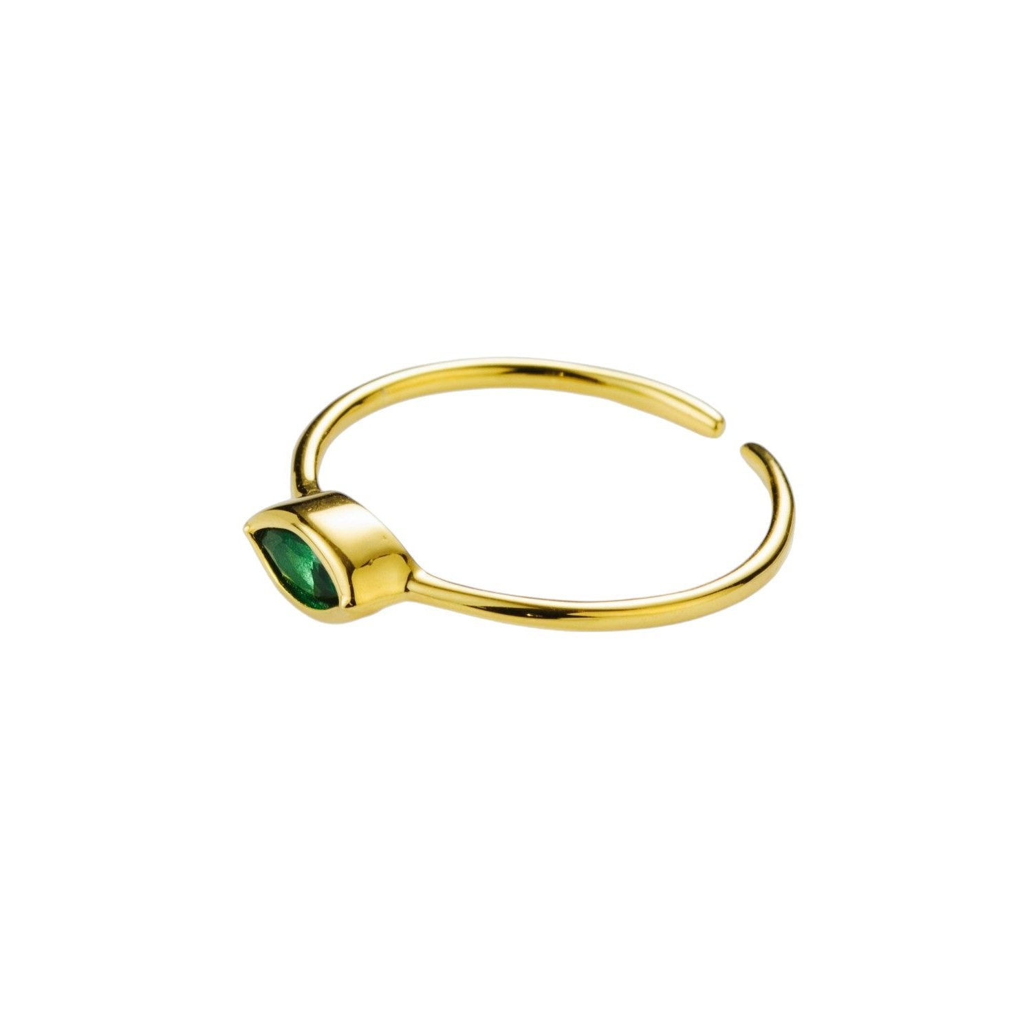 Grüner CZ Ring 925 Sterling Silber • 18k Gold Vermeil Ring