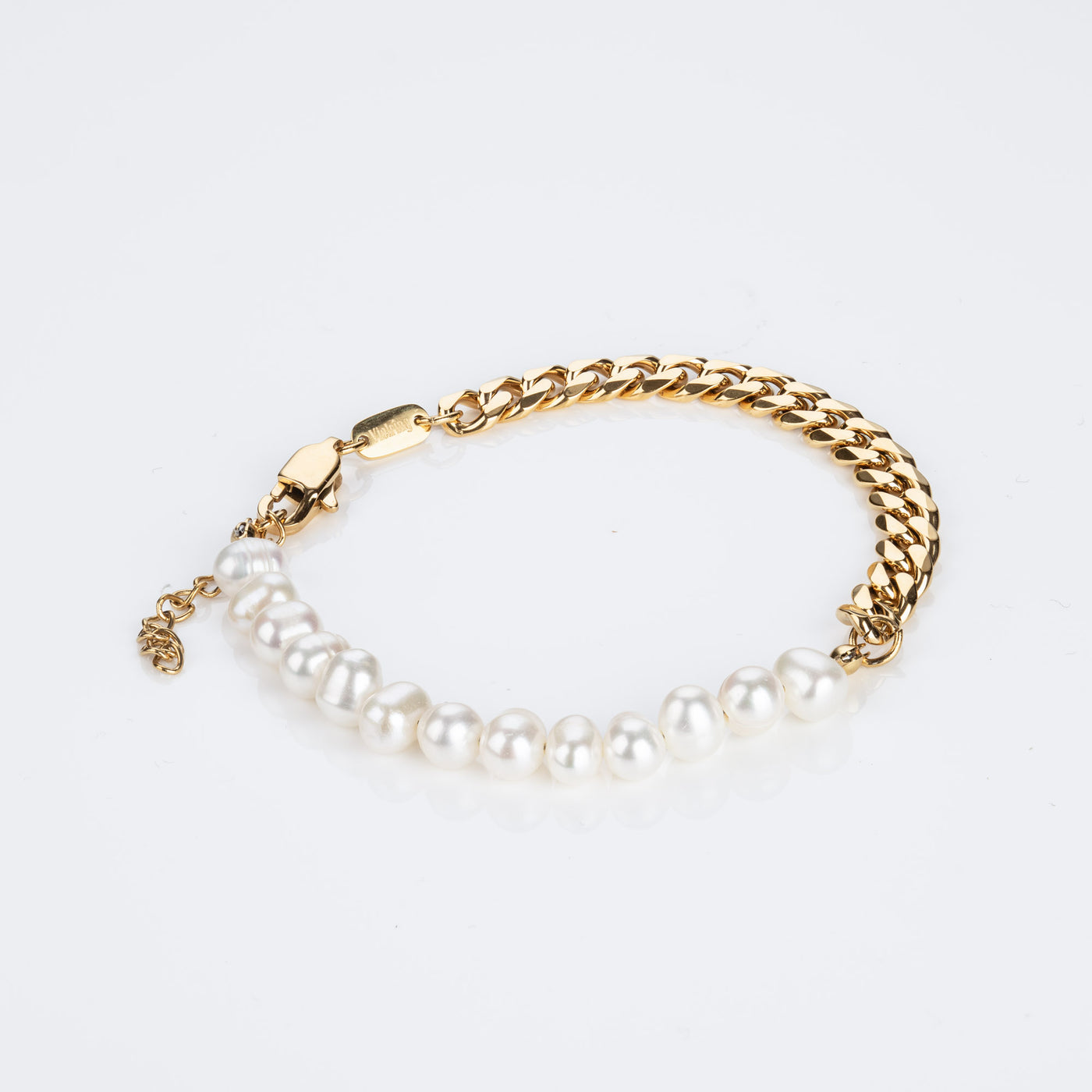 Pearl Cuban Bracelet Gold • Freshwater pearl bracelet
