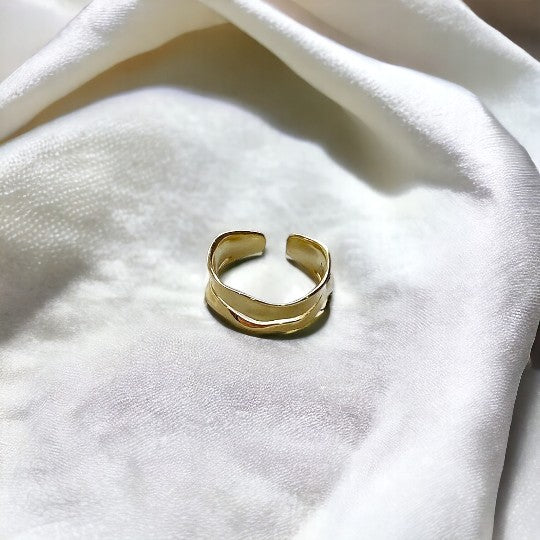 Gold Doppelring • 925 Sterling Silber Offener Ring • Wellen RingVielringVielringGold Doppelring • 925 Sterling Silber Offener Ring • Wellen Ring