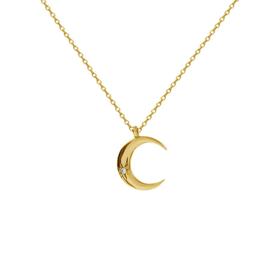 Dainty Moon Necklace Gold • Necklace with moon pendant