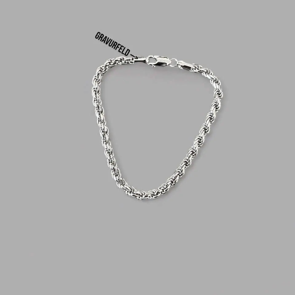 Kordelkette Rope Armband 4mm - 925 Silber Schmuckmeer