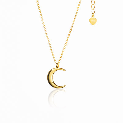 Dainty moon necklace silver • Chain with moon pendant