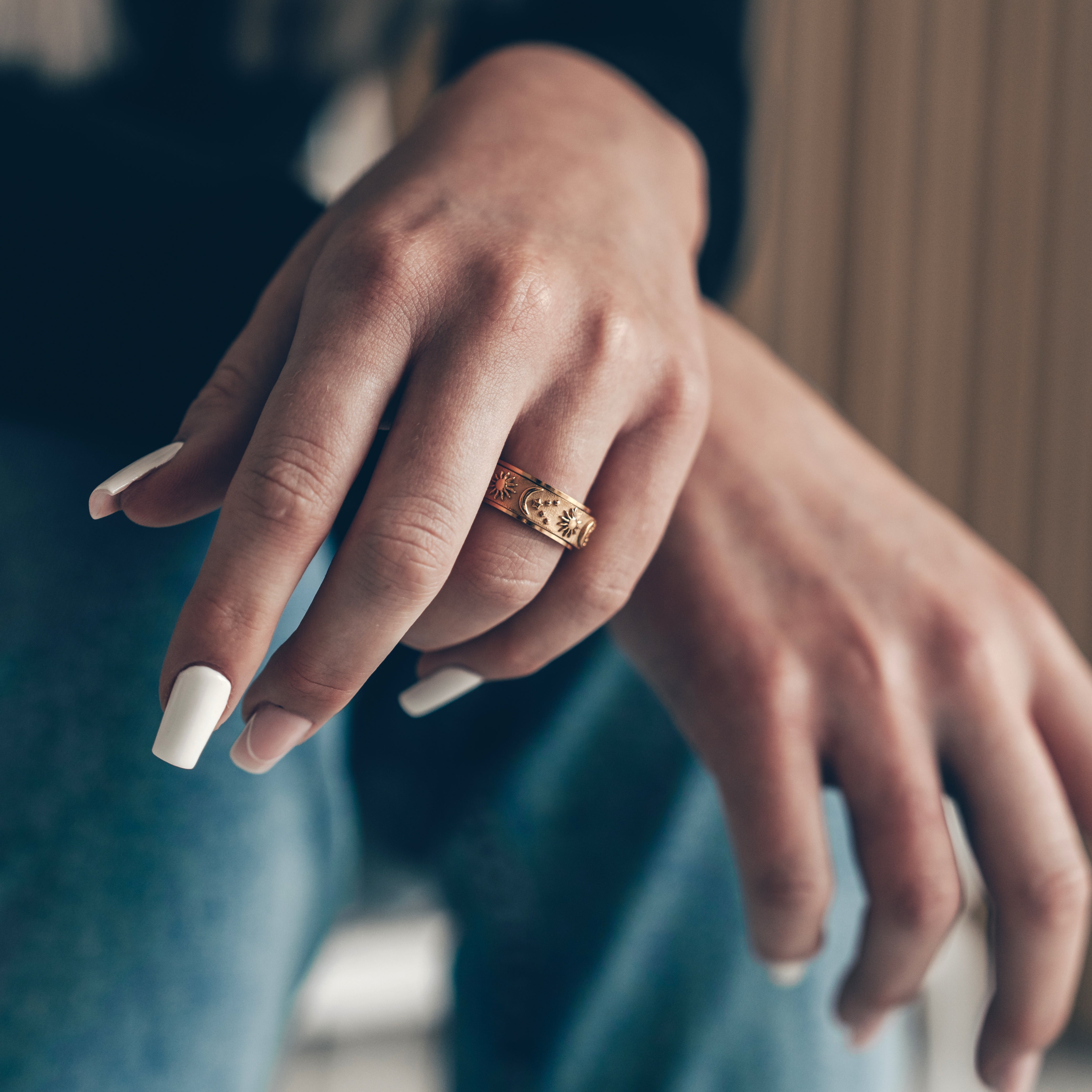 Mond Sonnen Ring • Drehbarer Ring • Anxiety Ring