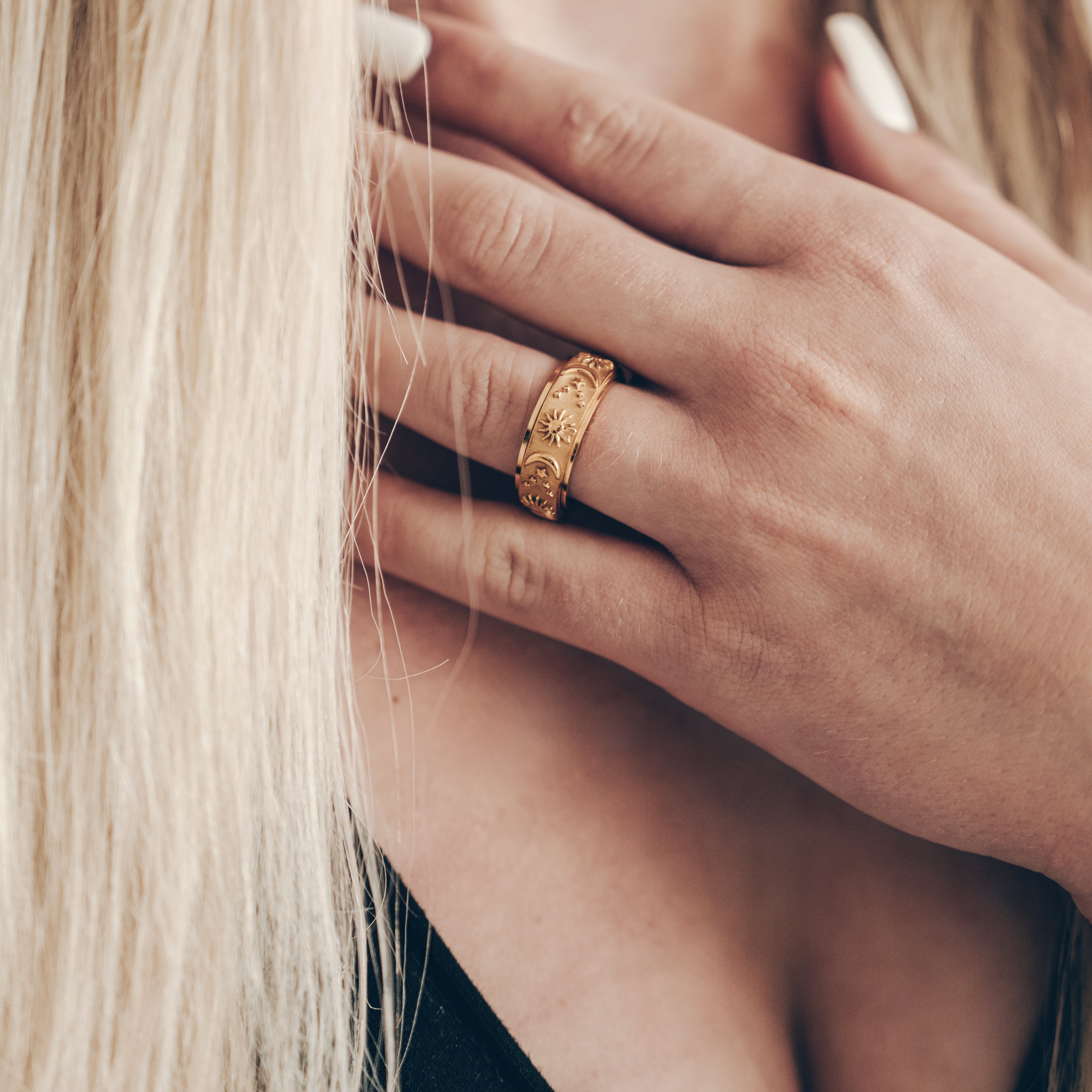 Mond Sonnen Ring • Drehbarer Ring • Anxiety Ring