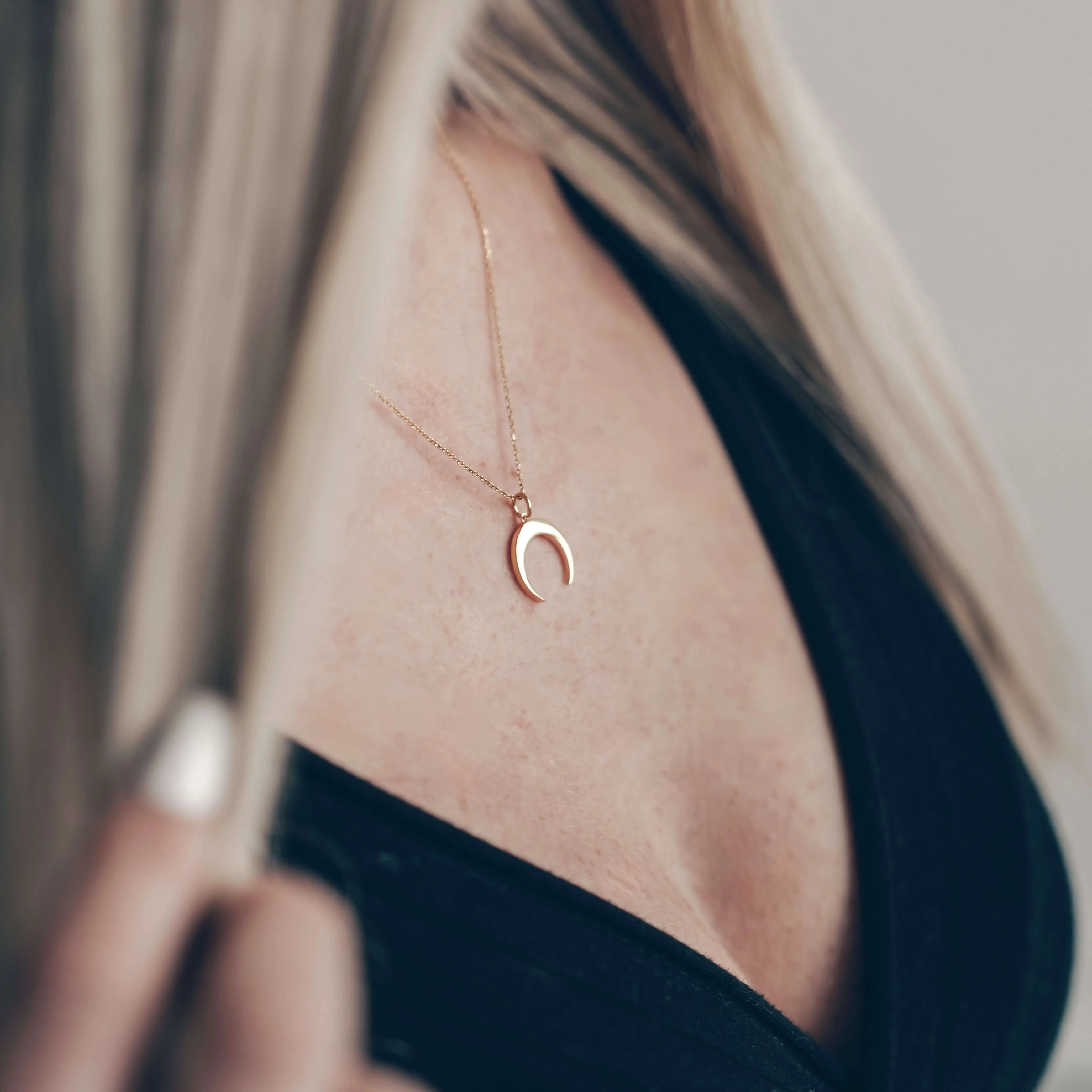 Zierliche Mond Halskette • Kette mit Mond Vielring