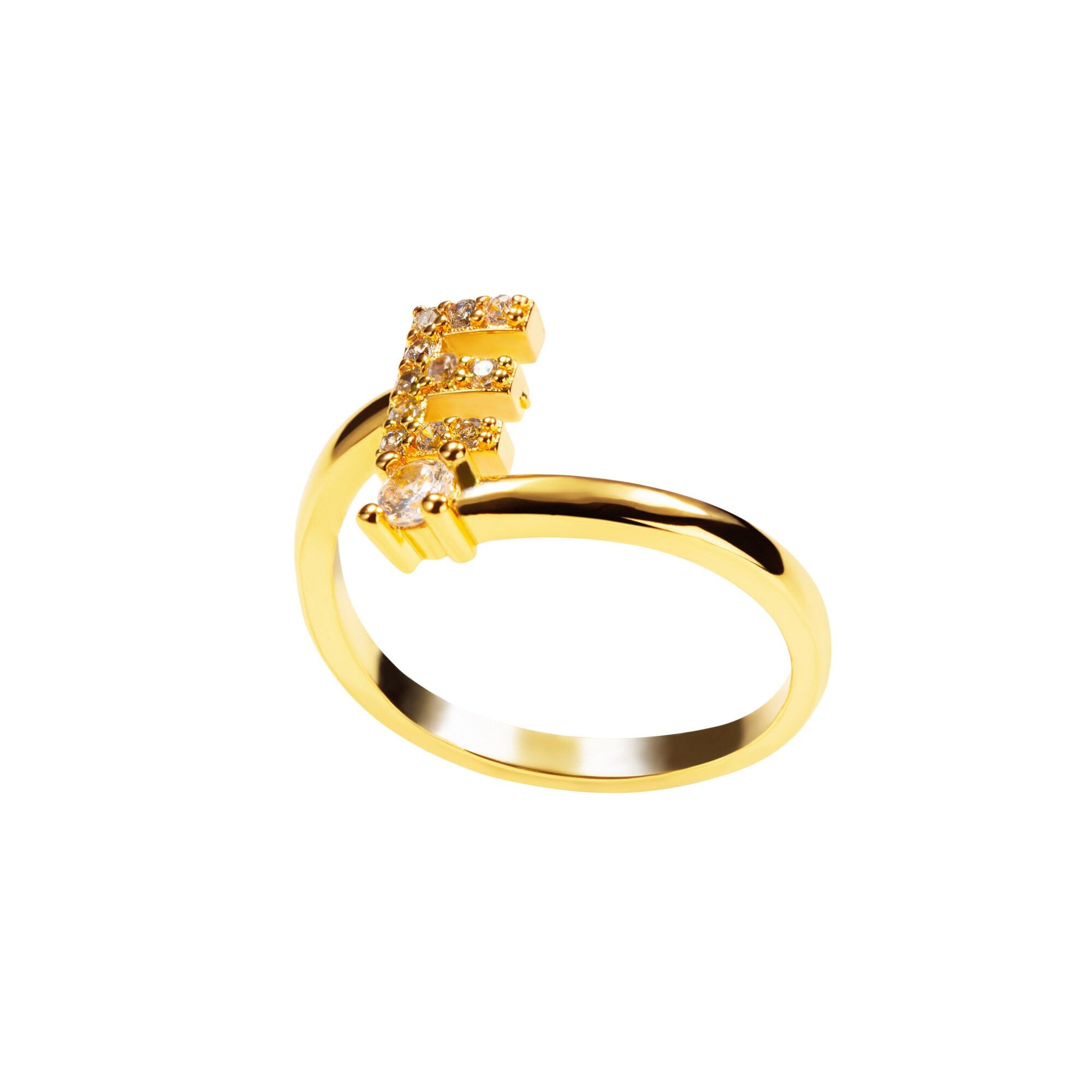 Gold-plated initial letter ring • 925 Sterling Silver