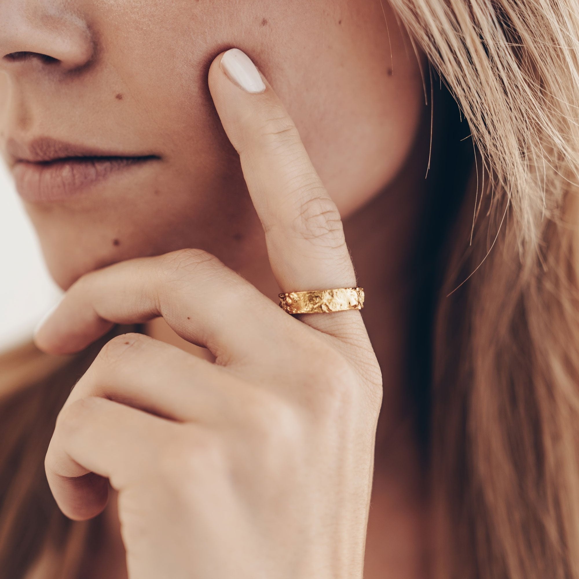 Gold Abstrakter Ring • 925 Sterling Silber Offener Ring • Geschenkidee