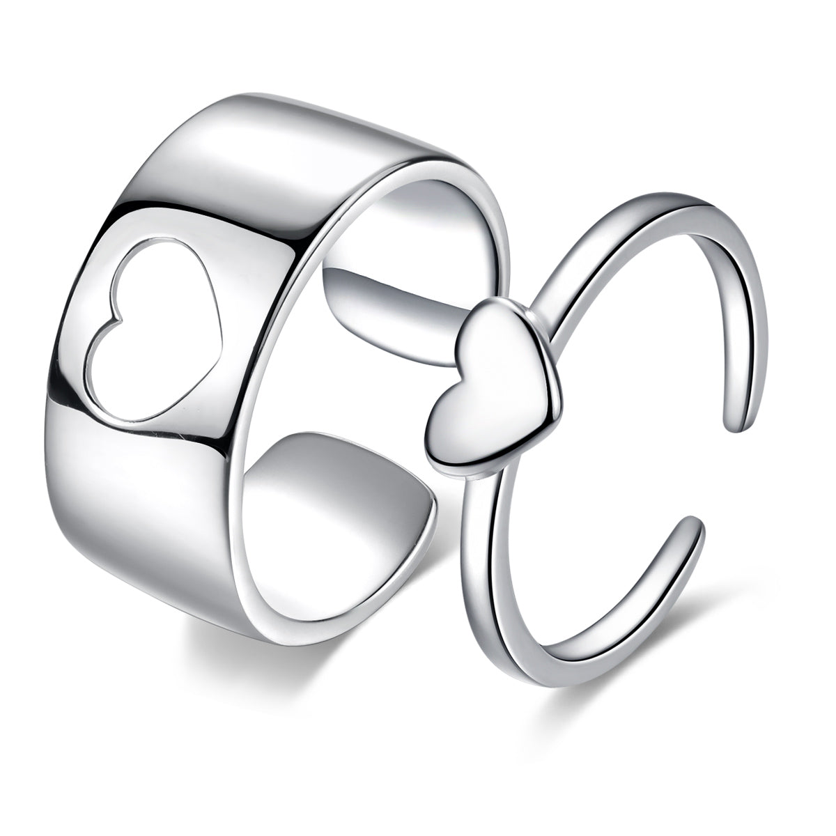 Herz Paar Ringe Silber 925 • Paar Ringe • Liebes Partner Ringe