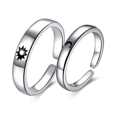 Sonne Mond Paar Ringe Silber 925 • Paar Ringe
