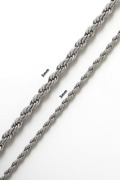 Cord Necklace • Twisted Necklace • Stainless Steel Chain