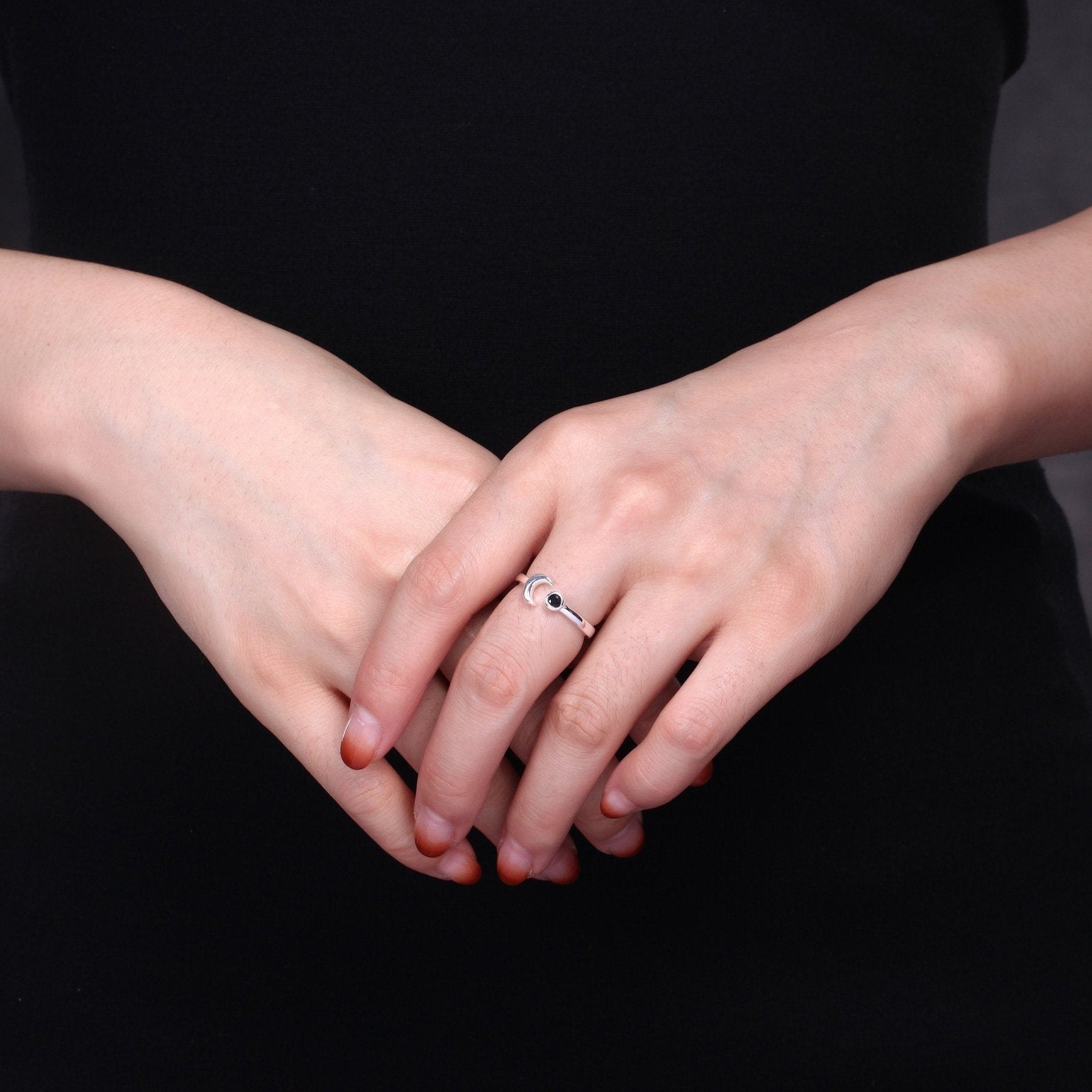 Black Moonstone Ring 925 Sterling SilberVielringVielringBlack Moonstone Ring 925 Sterling Silber