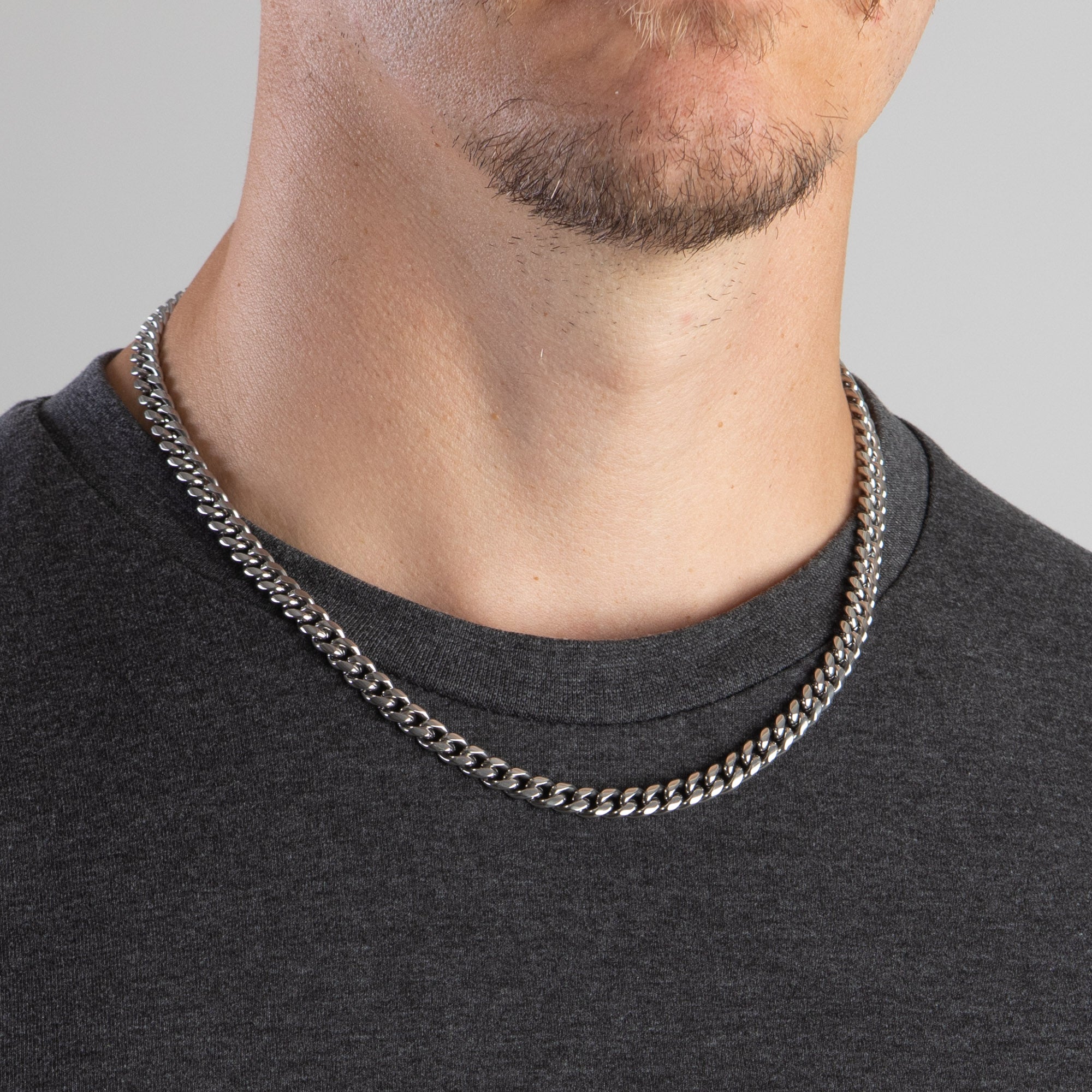 Men's Curb Cuban Chain • Cuban Silver Chain • Silver Men's Chain